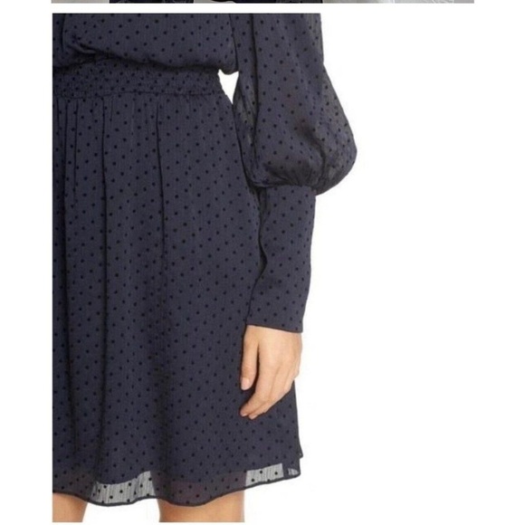 Julia Jordan Dress Navy And Black Polka Dot Chiffon Long Sleeve Size 8 - Picture 3 of 6